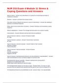 NUR 215 Exam 4 Module 11 Stress & Coping Questions and Answers