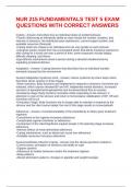 NUR 215 FUNDAMENTALS TEST 5 EXAM QUESTIONS WITH CORRECT ANSWERS