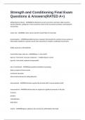 Strength and Conditioning Final Exam Questions & Answers&lpar;RATED A&plus;&rpar;