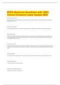 BTEC Business Questions with 100&percnt; Correct Answers Latest Update 2024