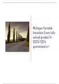 Michigan Variable Annuities Exam fully  solved answers graded A&plus; 2023&sol;2024  guaranteed a&plus;