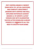 PEST CONTROL BRANCH 2 NEWEST EXAM WITH 170  ACTUAL QUESTIONS AND COMPLETE 100&percnt;CORRECT ANSWERS WITH VERIFIED AND WELL EXPLAINED RATIONALES ALREADY GRADED A&plus; BY EXPERTS &vert;LATEST VERSION 2024 WITH GUARANTEED SUCCESS AFTER DOWNLOAD ALREADY PASSED&excl;&excl;&excl;&excl;&excl;&excl;&excl; &lpar;PROVE