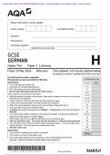 Actual 2024 AQA GCSE GERMAN 8668&sol;LH Paper 1 Listening Higher Tier Merged Question Paper &plus; Mark Scheme &lpar;with Listening Test Transcript&rpar;