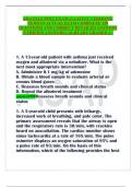 AHA PALS POST EXAM &lpar;3 LATEST VERSIONS&rpar; NEWEST ACTUAL EXAM COMPLETE 150 QUESTIONS AND CORRECT DETAILED ANSWERS &lpar;VERIFIED ANSWERS&rpar; &vert;ALREADY GRADED A&plus; 1&period; A 13-year-old patient with asthma just received oxygen and albuterol via a nebulizer&period; What is the next m