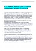  RAC Medical Devices Exam Questions and Answers &lpar;Already Graded A&plus;&rpar;