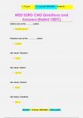 MED SURG CMS Questions and  Answers &lpar;Rated 100&percnt;&rpar;