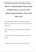 Mod 33&period;1 Understanding of the concept of Reproduction in the care of the patient during antepartum&period; Exam Q&A 100&percnt; Pass