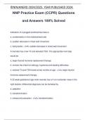 NNP Practice Exam &lpar;CCPR&rpar; Questions and Answers 100&percnt; Solved
