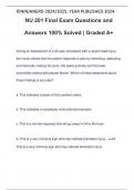 NU 201 Exam PACKAGE DEAL QUESTIONS WITH 100&percnt; CORRRECT ANSWERS &vert; LATEST UPDATE &vert; VERIFIED AND APPROVED 