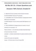 NU Bio 201 Ch&period; 3 Exam Questions and Answers 100&percnt; Solved &vert; Graded A&plus;