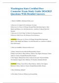 Washington State Certified Peer Counselor Exam Study Guide 2024&sol;2025 Questions With Detailed Answers 