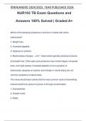NUR 103 EXAM PACKAGE DEAL  QUESTIONS AND VERIFIED ANSWERS 100&percnt; GUARANTEED PASS &vert; LATEST UPDATE &vert; GRADED A &vert; VERIFIED AND APPROVED