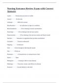 Nursing Entrance Review Exam with Correct Answers