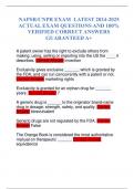 NAPSR&sol;CNPR EXAM LATEST ACTUAL EXAM QUESTIONS AND 100&percnt; VERIFIED CORRECT ANSWERS GUARANTEED A&plus;