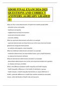 SDOH FINAL EXAM 2024-2025 QUESTIONS AND CORRECT ANSWERS &vert;ALREADY GRADED A&plus;