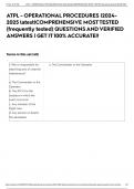 ATPL - OPERATIONAL PROCEDURES &vert;2024-2025 latest&vert;COMPREHENSIVE MOST TESTED &lpar;frequently tested&rpar; QUESTIONS AND VERIFIED ANSWERS &vert; GET IT 100&percnt; ACCURATE&excl;&excl;