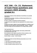 ACC 206 - Ch&period; 23&comma; Statement of Cash Flows questions and answers 2025 already graded A&plus;