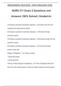 NURS 371 Exam 2 Questions and Answers 100&percnt; Solved &vert; Graded A&plus;