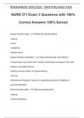 NURS 371 Exam 3 Questions with 100&percnt; Correct Answers 100&percnt; Solved