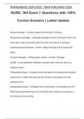 NURS&colon; 364 Exam 1 Questions with 100&percnt; Correct Answers &vert; Latest Update