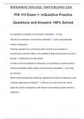 PHI 115 Exam 1- InQuizitive Practice Questions and Answers 100&percnt; Solved