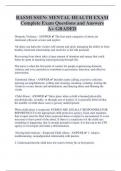 RASMUSSEN&colon; MENTAL HEALTH EXAM Complete Exam Questions and Answers