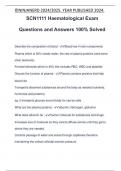 SCN1111 Haematological Exam Questions and Answers 100&percnt; Solved