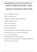 SCN1111 Health Science Sem 1 Exam Questions and Answers 100&percnt; Solved
