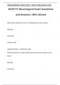 SCN1111 Neurological Exam Questions and Answers 100&percnt; Solved