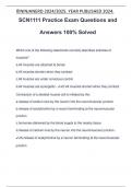 SCN1111 Practice Exam Questions and Answers 100&percnt; Solved