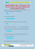 Medical Billing- Quiz 10 Questions and  Correct Answers the Latest Update and  Recommended Version