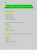 HOSPITALITY LAW FINAL EXAM 100&percnt; CORRECT ANSWERS &vert; ESTUDY LATEST&comma; ALL ANSWERED 100&percnt;