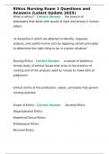 Ethics Nursing Exam 1 Questions and Answers &lpar;Latest Update 2025&rpar;