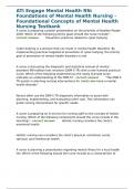 ATI Engage Mental Health RN&colon; Foundations of Mental Health Nursing - Foundational Concepts of Mental Health Nursing Testbank