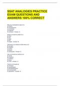 SSAT ANALOGIES PRACTICE EXAM QUESTIONS AND ANSWERS 100&percnt; CORRECT 