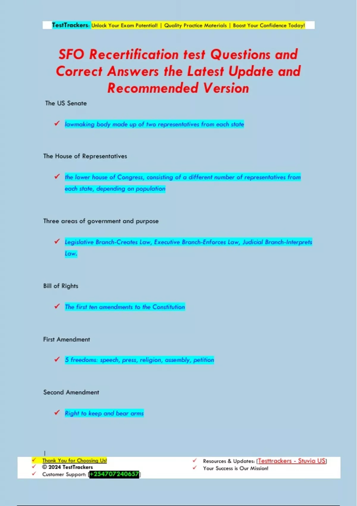 SFO Recertification test Questions and Correct Answers the Latest ...