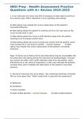 HESI Prep - Health Assessment Practice Questions with A&plus; Review 2024-2025