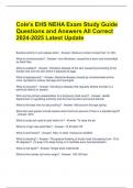 Cole's EHS NEHA Exam Study Guide Questions and Answers All Correct 2024-2025 Latest Update 