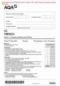 Actual 2024 AQA AS FRENCH 7651&sol;1 Paper 1 Listening&comma; Reading and Writing Merged Question Paper &plus; Mark Scheme &lpar;Includes Listening Transcript&rpar;
