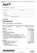 Actual 2024 AQA A-level PHILOSOPHY 7172&sol;1 Paper 1 Epistemology and moral philosophy Merged Question Paper &plus; Mark Scheme