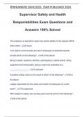 Supervisor Safety and Health Responisbilities Exam Questions and Answers 100&percnt; Solved