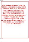 TEST BANK FOR PUBLIC HEALTH NURSING 10TH EDITION&colon; STANHOPE EXAM WITH  100 ACTUAL  QUESTIONS AND COMPLETE 100&percnt;CORRECT ANSWERS WITH VERIFIED AND WELLEXPLAINED RATIONALES ALREADY GRADED A&plus; BY EXPERTS &vert;LATEST VERSION 2024 WITH GUARANTEED SUCCESS AFTER DOWNLOA