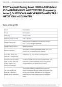 FDOT Asphalt Paving Level 1 &vert;2024-2025 latest &vert;COMPREHENSIVE MOST TESTED &lpar;frequently tested&rpar; QUESTIONS AND VERIFIED ANSWERS &vert; GET IT 100&percnt; ACCURATE&excl;&excl;