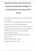 Supervisors Safety Manual Edition 11 Exam Questions and Answers 100&percnt; Solved