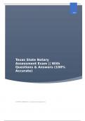Texas State Notary Assessment Exam &vert;&vert; With Questions & Answers &lpar;100&percnt; Accurate&rpar;