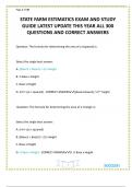 STATE FARM ESTIMATICS EXAM AND STUDY GUIDE LATEST UPDATE THIS YEAR ALL 300 QUESTIONS AND CORRECT ANSWERS