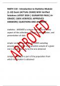 MATH 110 - Introduction to Statistics Module  &lpar;1-10&rpar; Exam &lpar;ACTUAL EXAM&rpar; With Verified  Solutions LATEST 2024 &vert; GURANTED PASS&vert; A&plus;  GRADE&vert; 100&percnt; VERIFIED&vert; APPROVED  ANSWERS&vert; QUESTIONS AND ANSWERS 