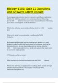 Biology 1101 Quiz 11 Questions And Answers Latest Update