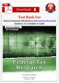 Test Bank for Federal Tax Research&comma; 13th Edition by Roby Sawyers & Steven Gill &lpar;Cengage Learning&comma; 2024&rpar; &vert; ISBN&colon; 9780357988411 &vert; Chapters 1-13