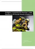 Firefighter 1 Comprehensive Final Test &vert;&vert; With Questions & All Accurate Answers &lpar;Graded A&plus;&rpar;